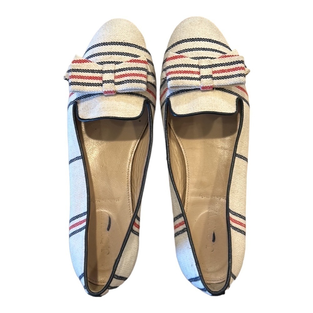 J. Crew Cleo Striped Canvas Loafers Bow Detail Women’s Size 6.5 Preppy Nautical - Picture 3 of 9